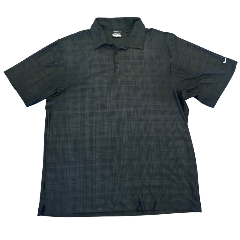 Nike Golf Dri-FIT Polo Shirt Mens Large Gray Plaid Short Sleeve Performance